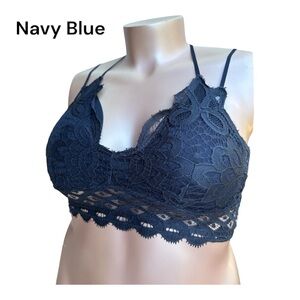 Anemone Lace Bralette XXL strappy padded. smocked back cotton lined cup Crop top